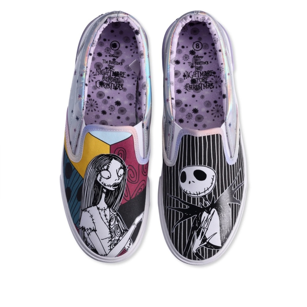 Disney Nightmare Before Christmas Low Top Slip-On Sneakers, Size 8